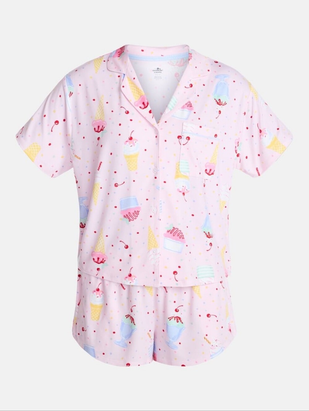 Women's Pink Ice Cream Print Short Pajama Set